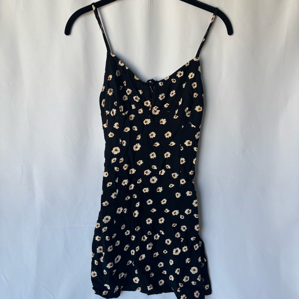 Abound Black Mini Dress with White Floral Pattern